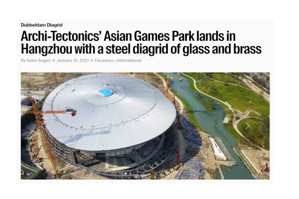 The Architect's Newspaper writes on facade innovation as being built in Asian Games 2022!